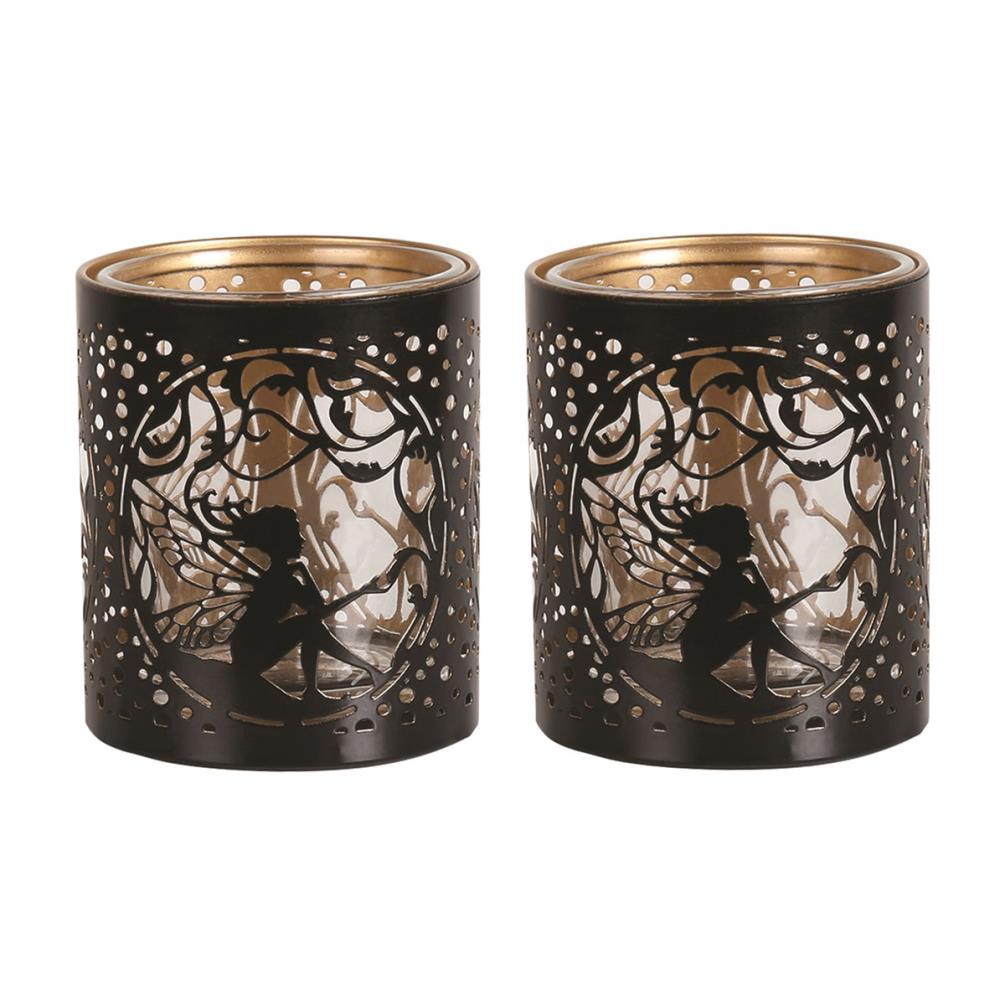 Aroma Black & Gold Fairy 2 Tealight & Votive Holder Set Extra Image 1